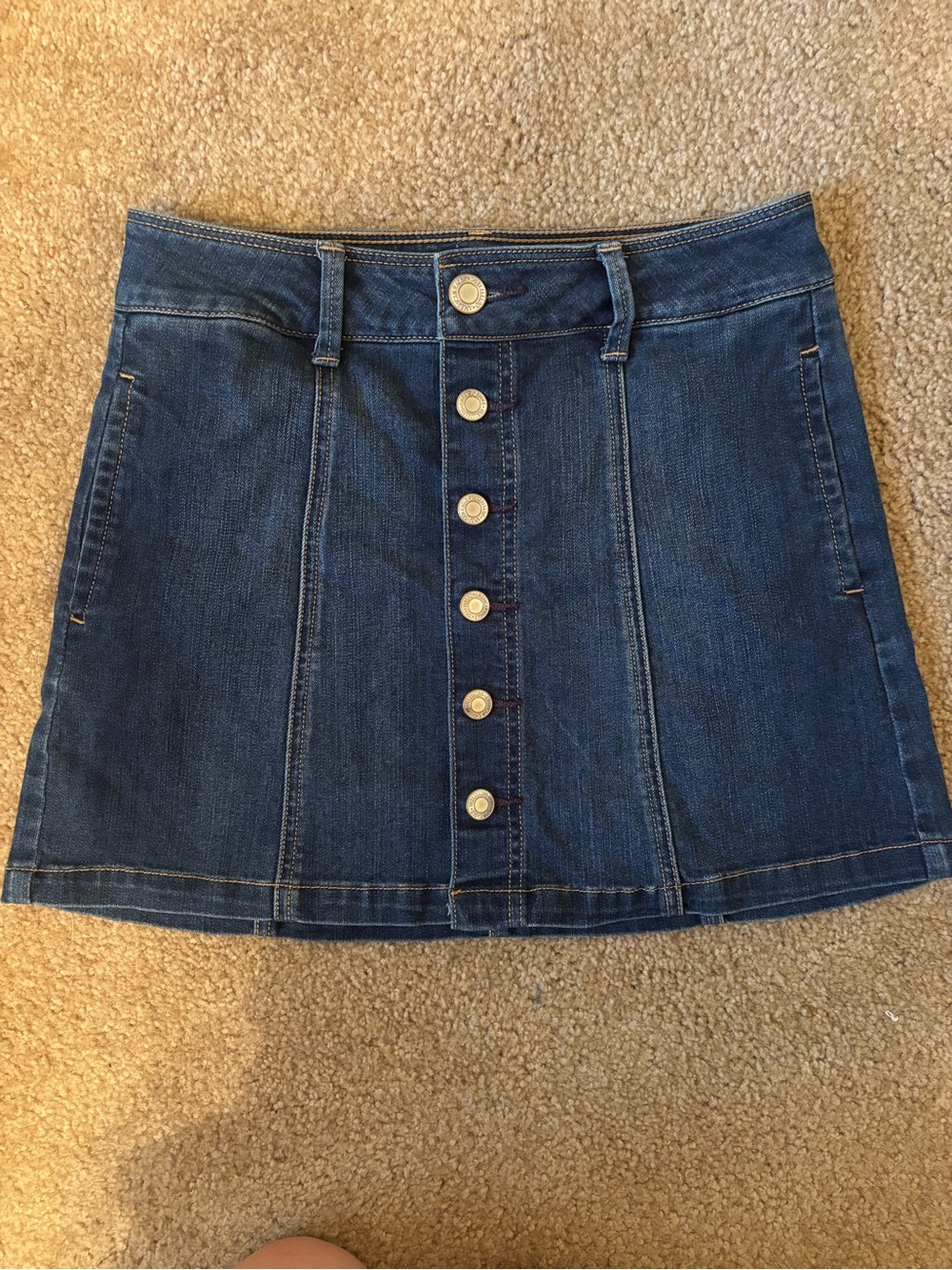 American Eagle Outfitters Dark Blue Button-Front Denim Mini Skirt